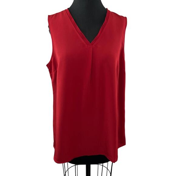 SOFT SURROUNDINGS Red Sleeveless V-Neck Drapey Caranday Tank Top Size Large L - Picture 1 of 8